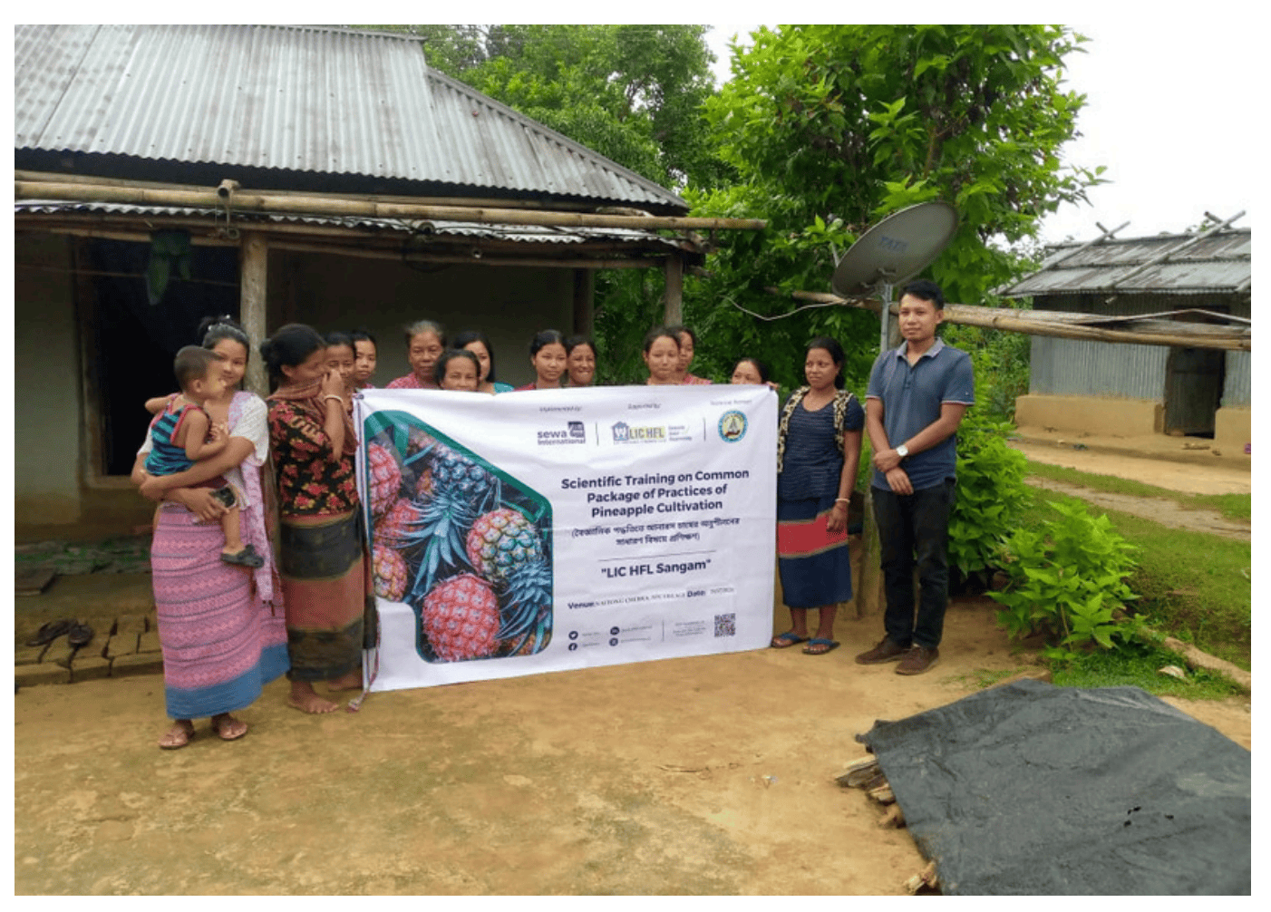 Farmers and Sewa International team members at a Pineapple Cultivation Livelihood Program session